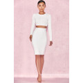 Women′s Long-Sleeve Sexy White Fashionable Round Collar Skirt